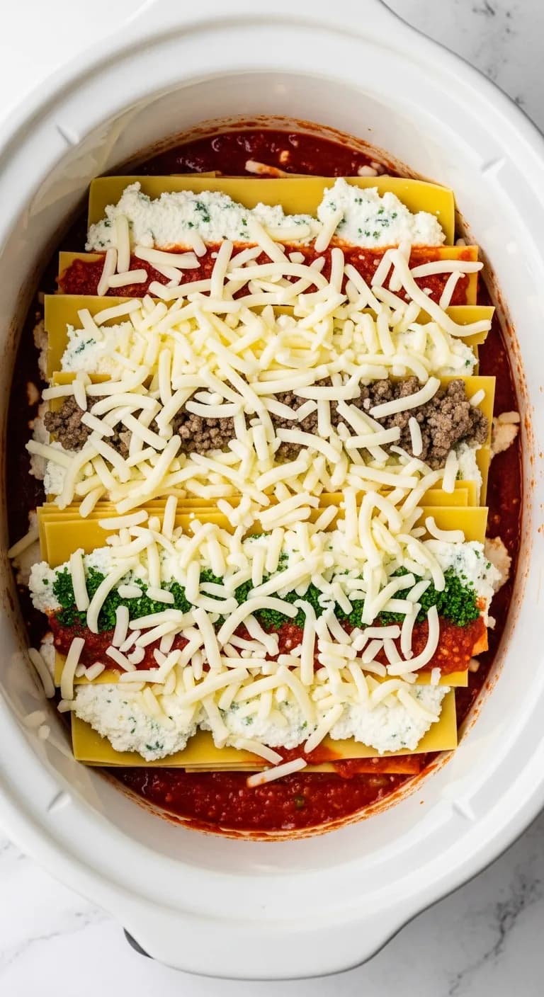 Final layer of cheese on top of uncooked ravioli casserole