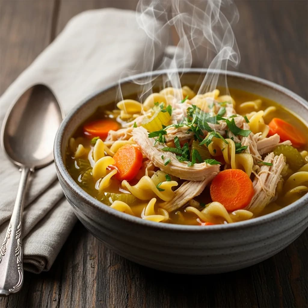 Image of Easy Crockpot Chicken Noodle Soup (Classic Comfort!)