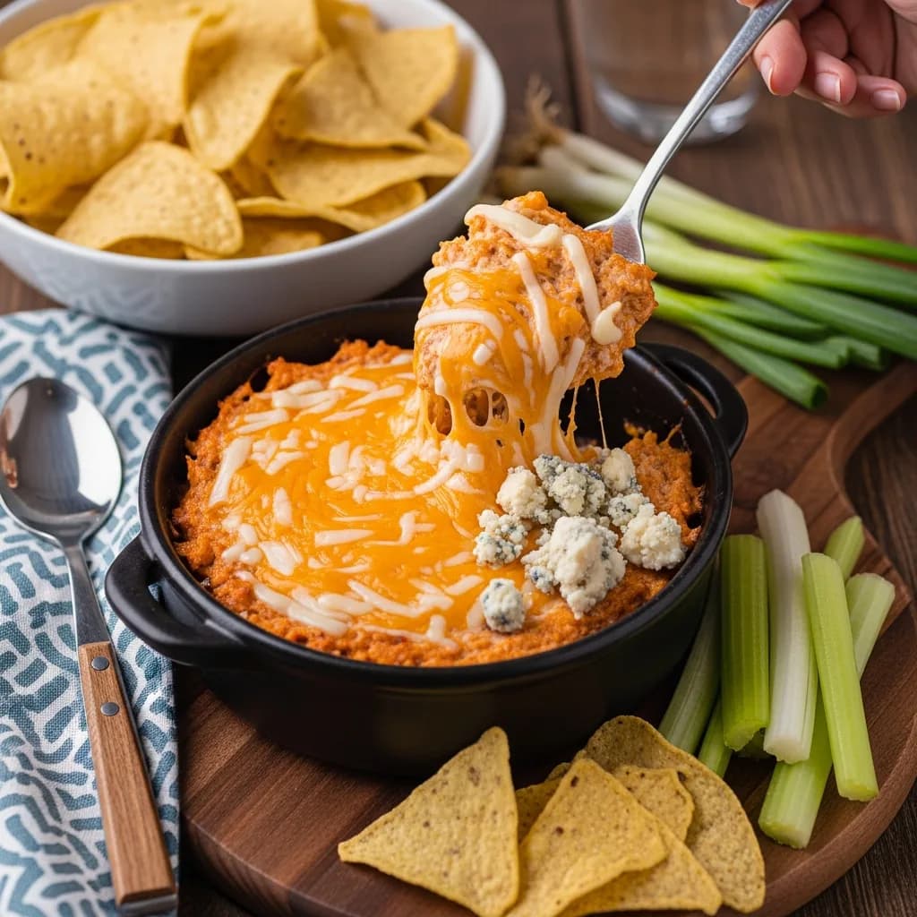 Easy Crockpot Buffalo Chicken Dip (A Game Day Favorite!)