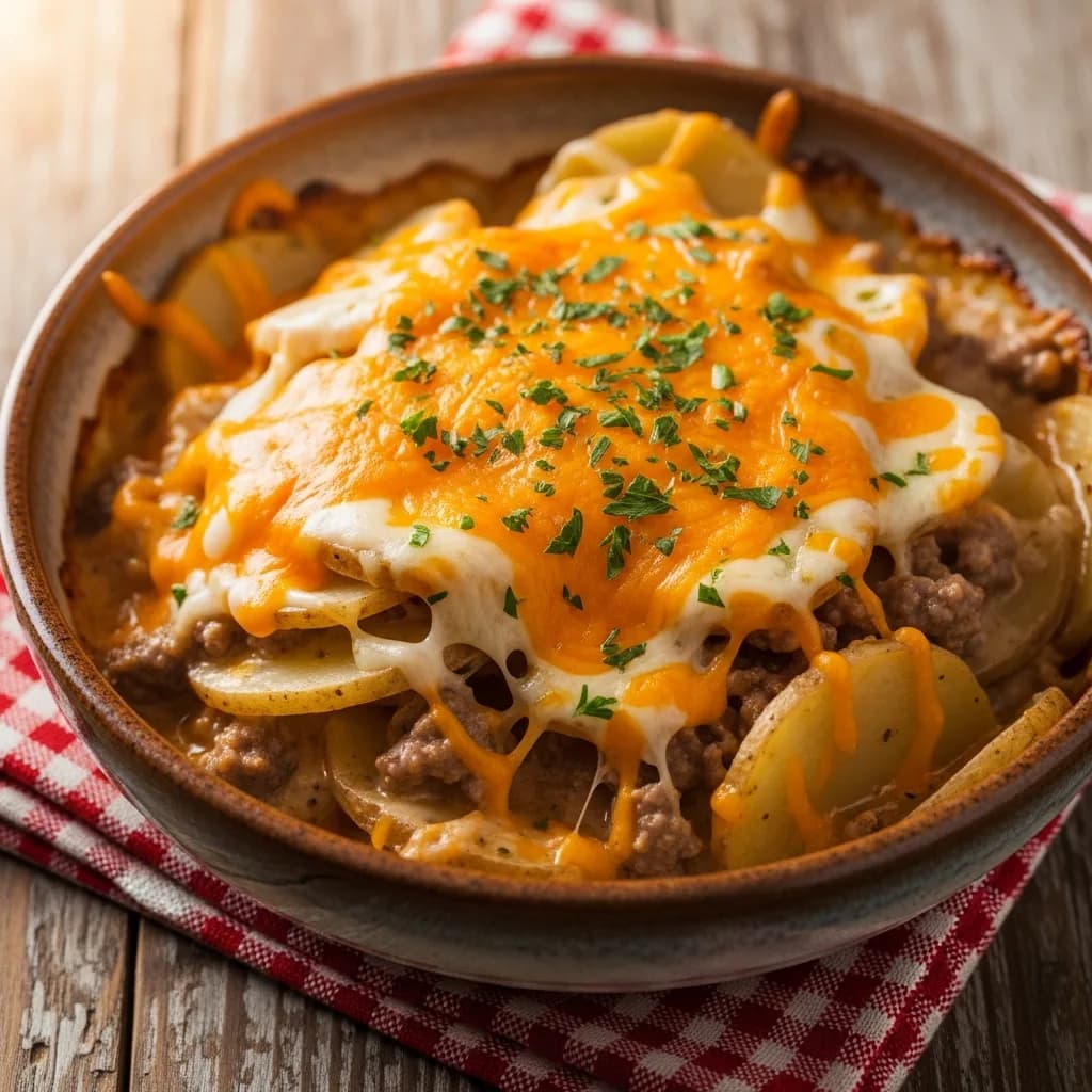 Image for Cheesy Slow Cooker Hamburger Potato Casserole (Easy Comfort Food)