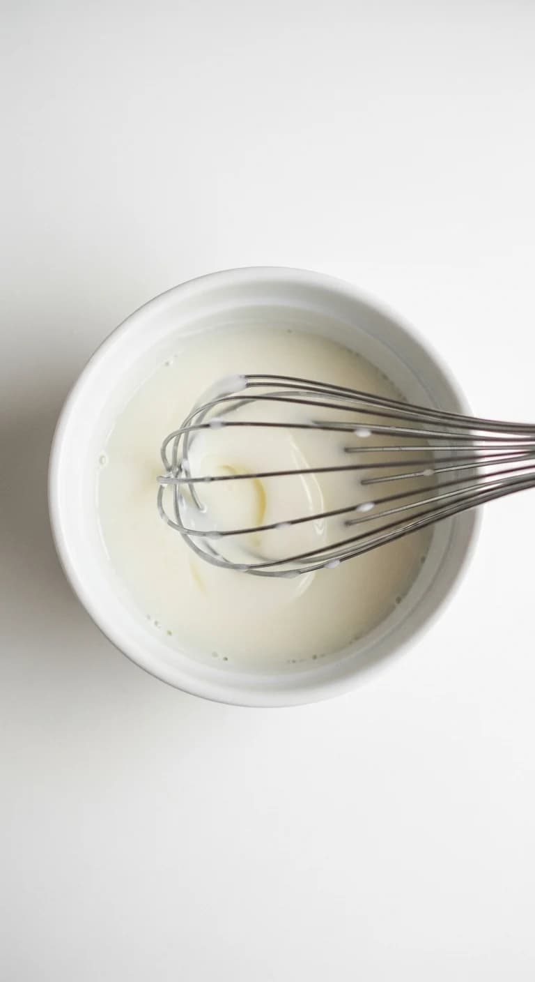 Whisking cornstarch and water in a small bowl to create a slurry for the gravy.