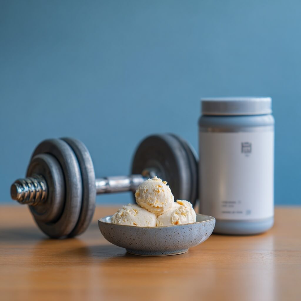 High protein keto dessert with cottage cheese and fitness gear